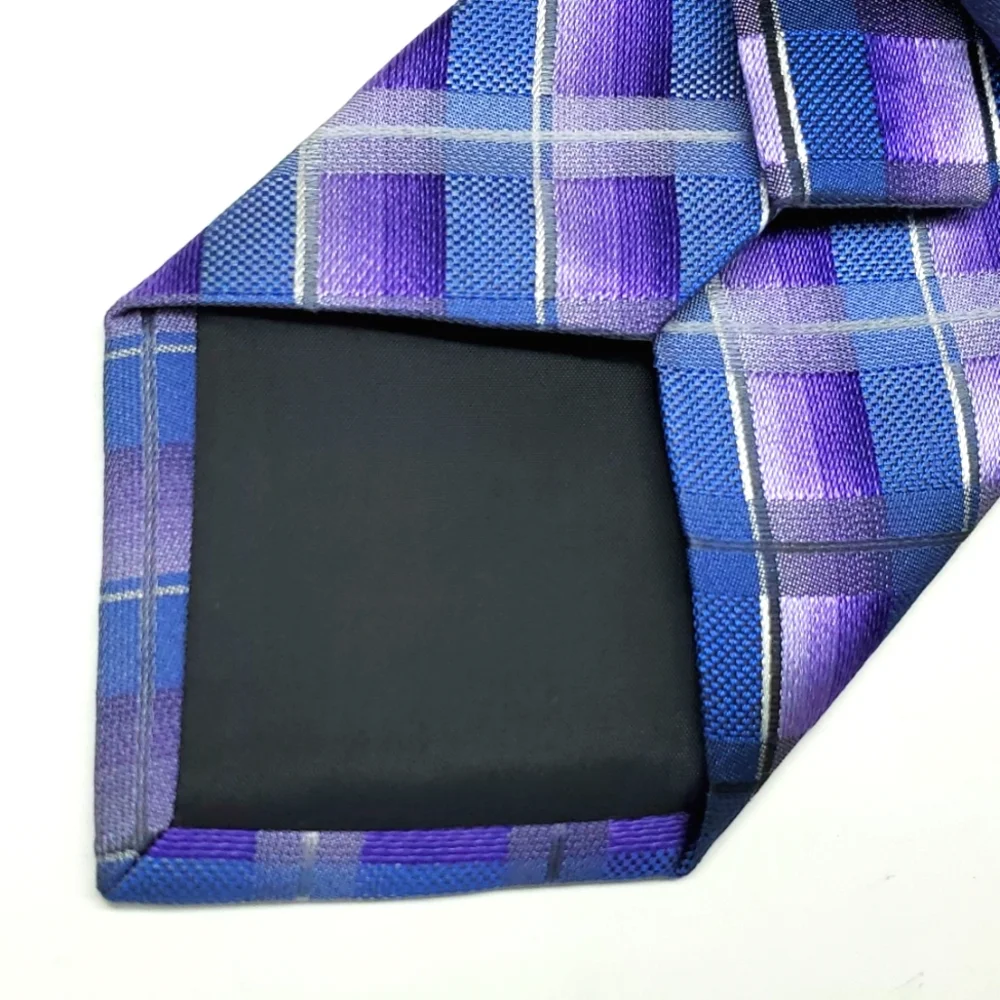 VAN HUESEN Purple Blue Diagonal Line Silk Tie EUC